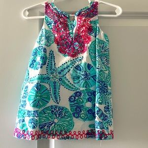 Lilly Pulitzer shift dress baby toddler girl pink and blue sea shell print